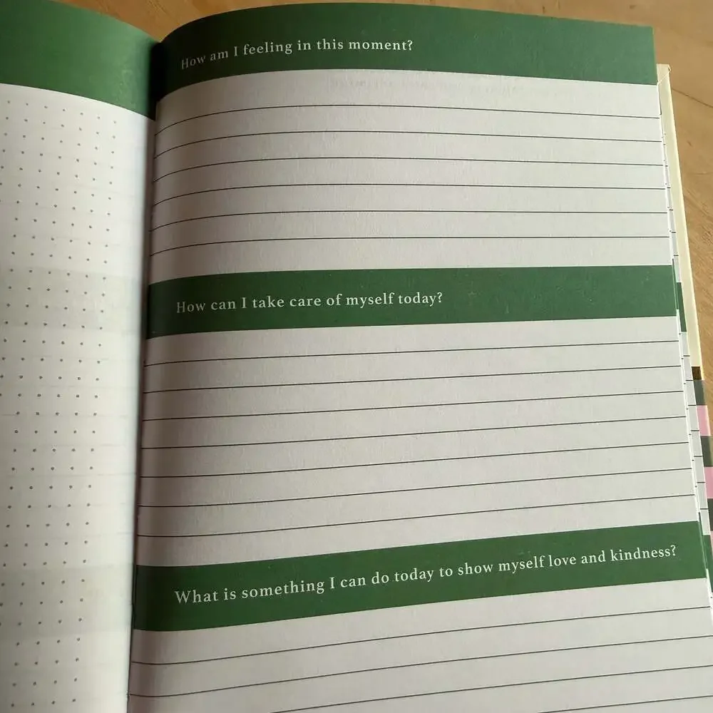 Always Growing A Wellness Journal Hardcover Green Pink Gingham
